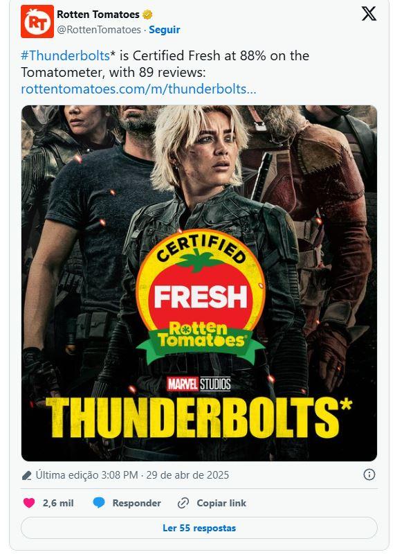Thunderbolts surpreende e recebe selo Fresh no Rotten Tomatoes