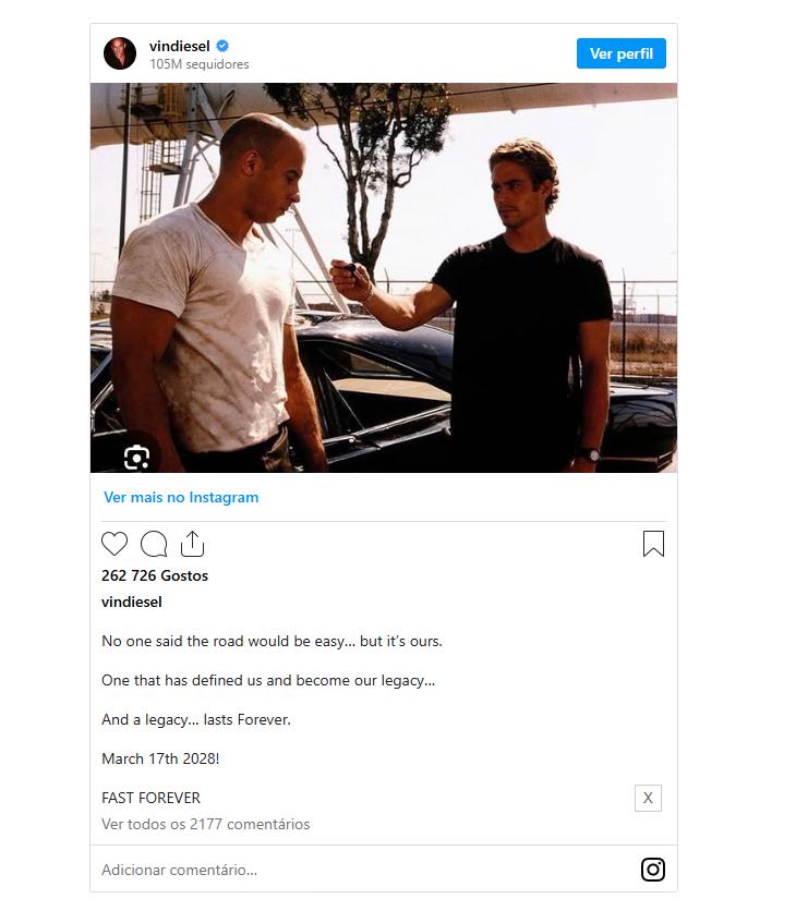 Velozes e Furiosos 11 ganha título oficial e data de estreia