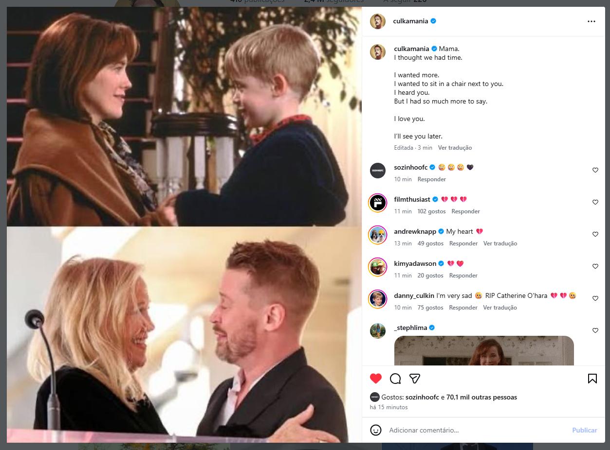 Morreu a atriz Catherine O Hara de Esqueceram de Mim